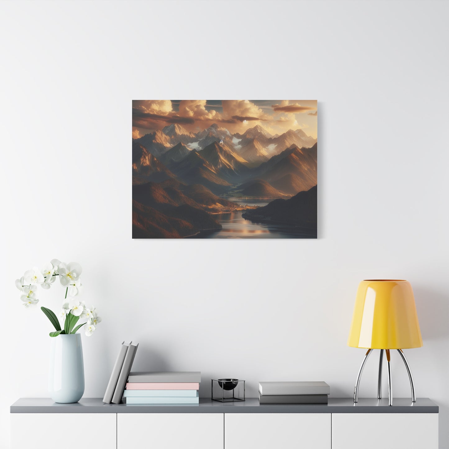 Serene Mountain Landscape Canvas Print - Stretched Artwork for Home Decor