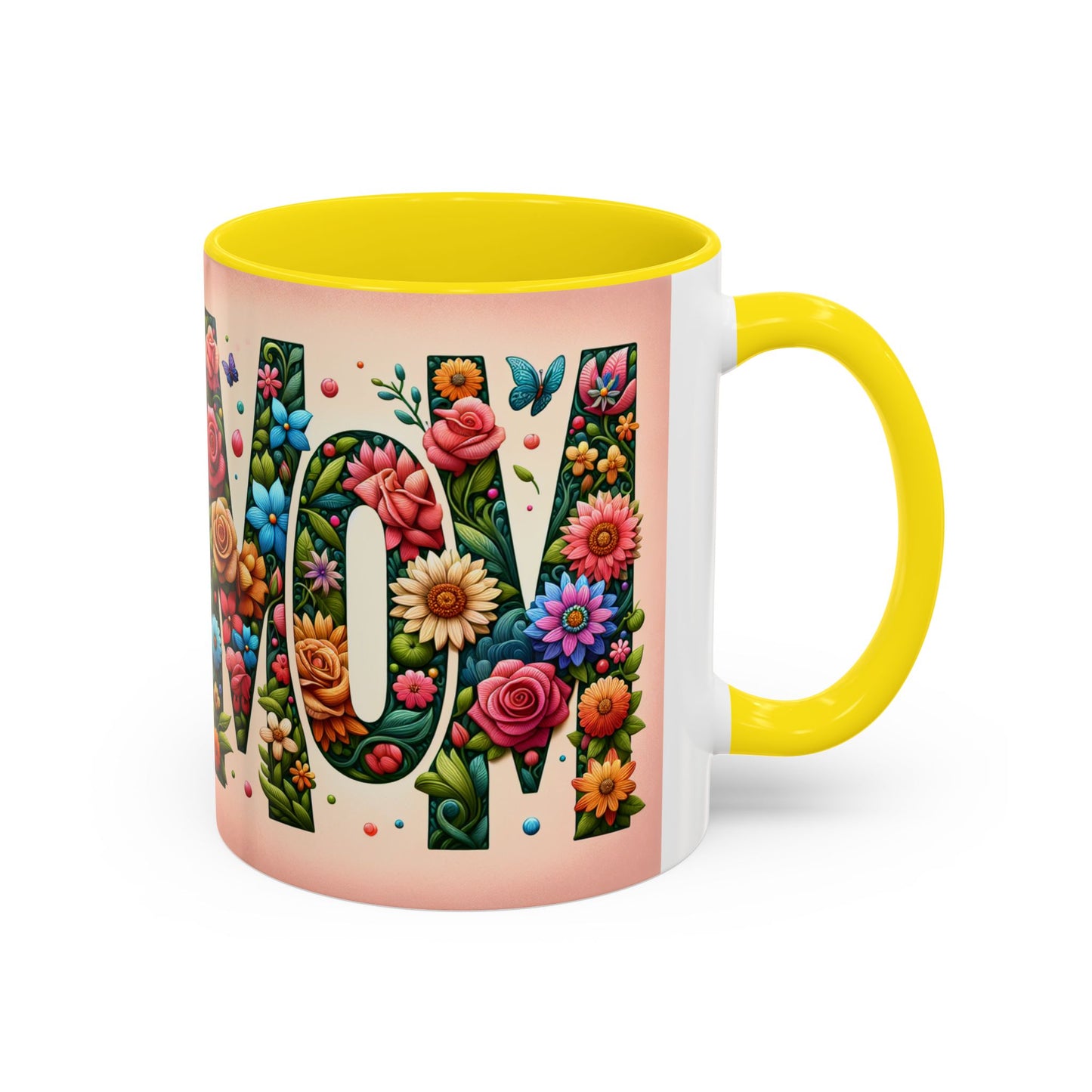 Floral Mom Coffee Mug - Vibrant Pink Accent Cup for Mother's Day & Everyday Use