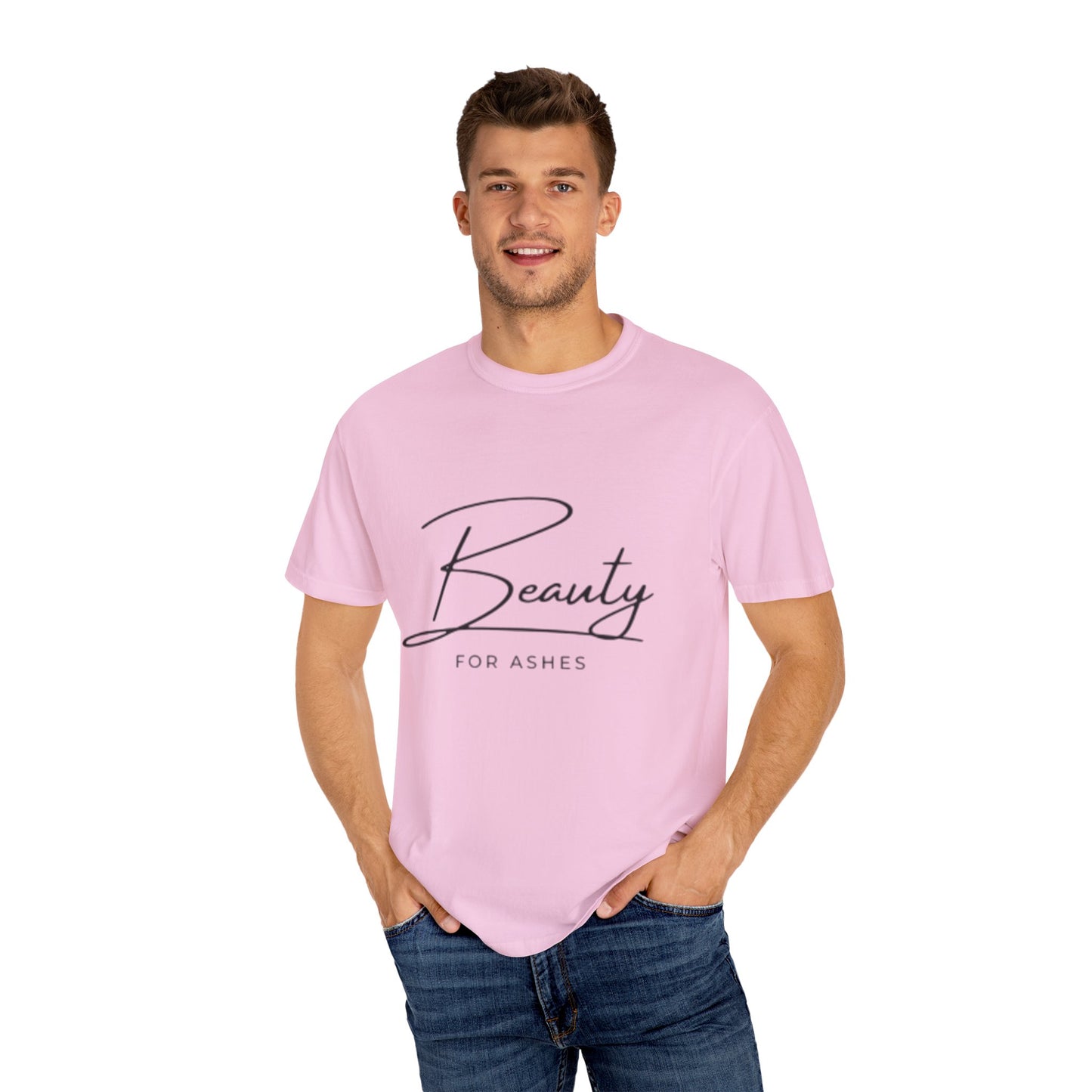 Unisex Garment-Dyed T-Shirt | Beauty for Ashes Inspirational Tee | Uplifting Message for Comfort and Hope