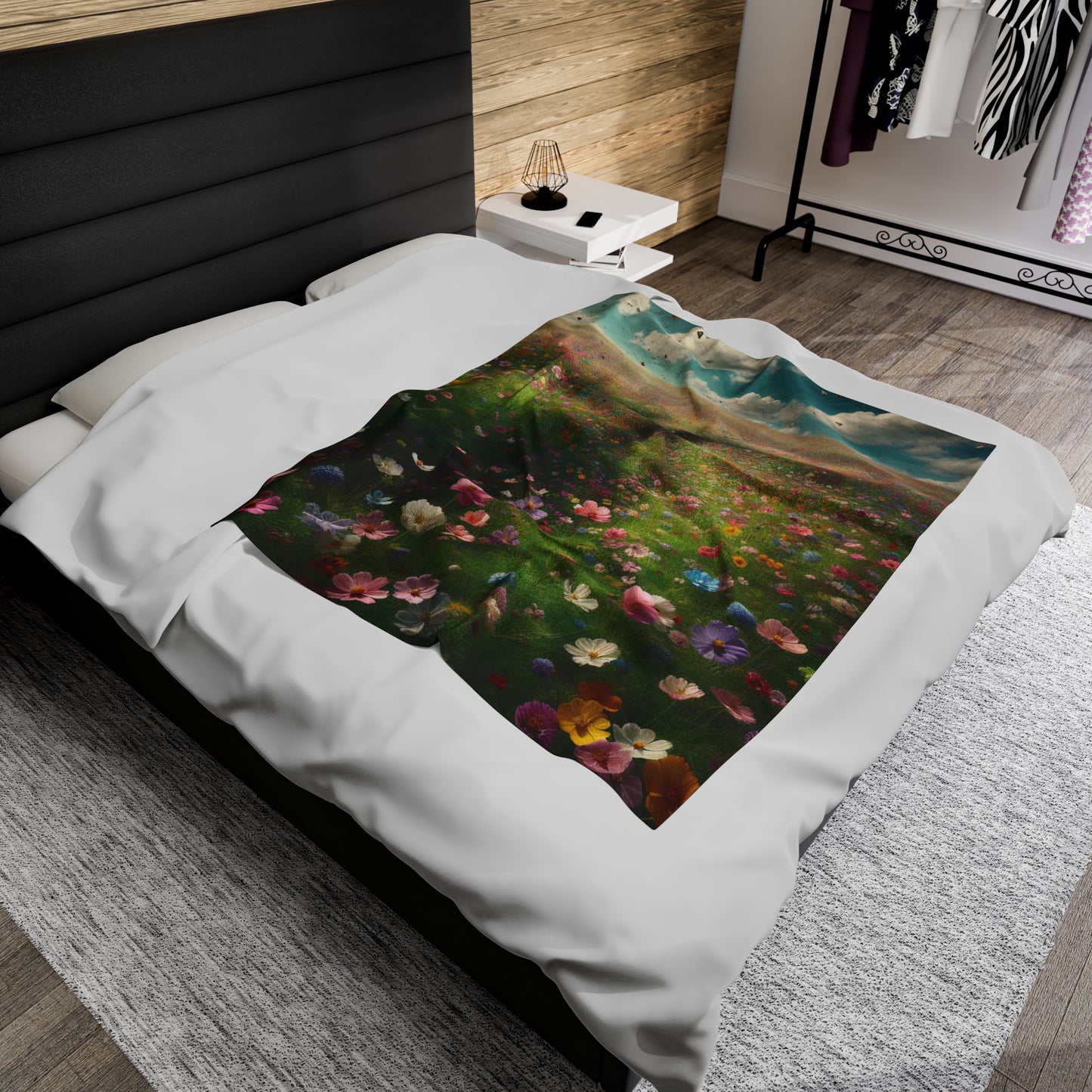 Floral Fields Velveteen Plush Blanket - Cozy Home Decor for Nature Lovers