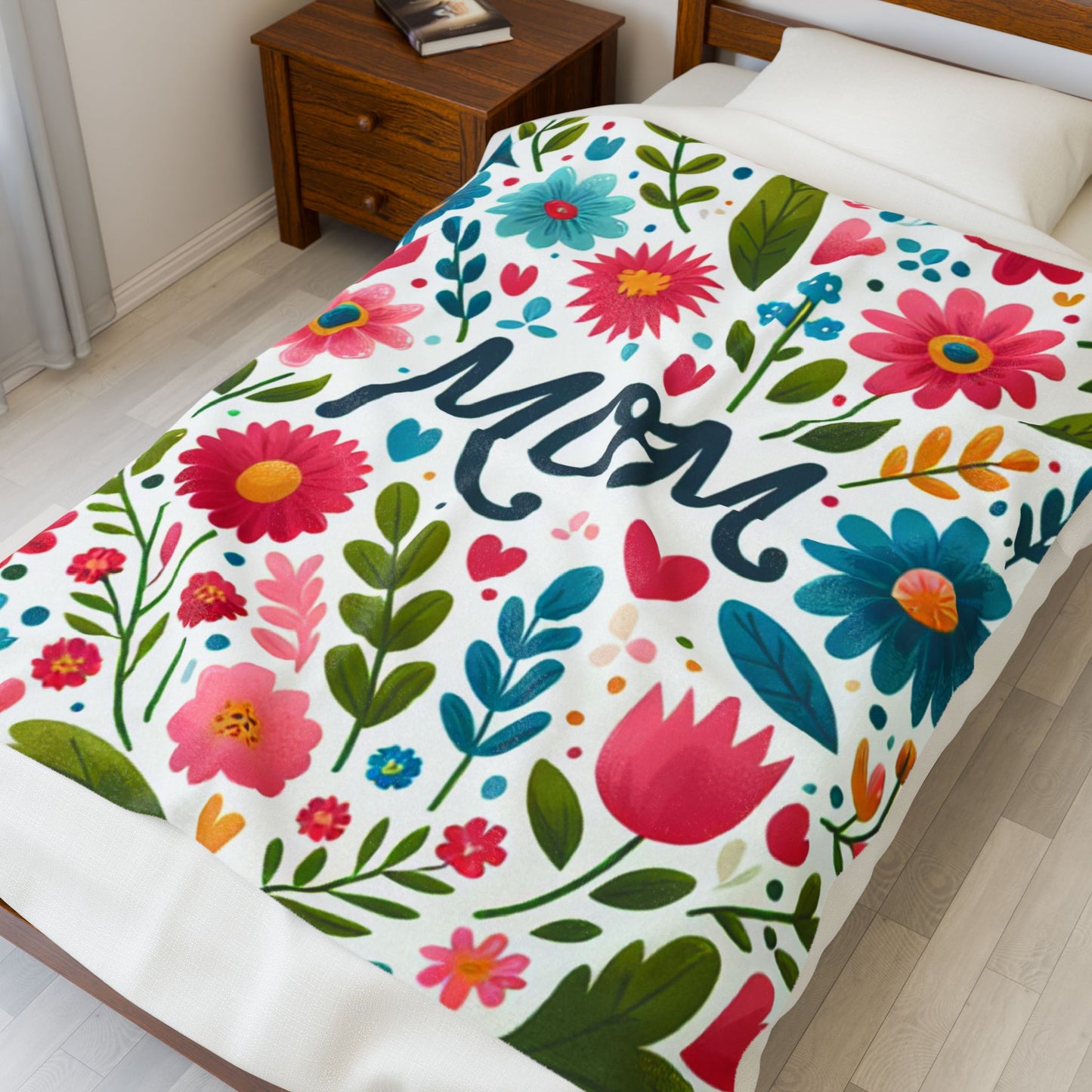 Colorful Floral Mom Blanket - Warm Velveteen Plush Throw for Mother's Day
