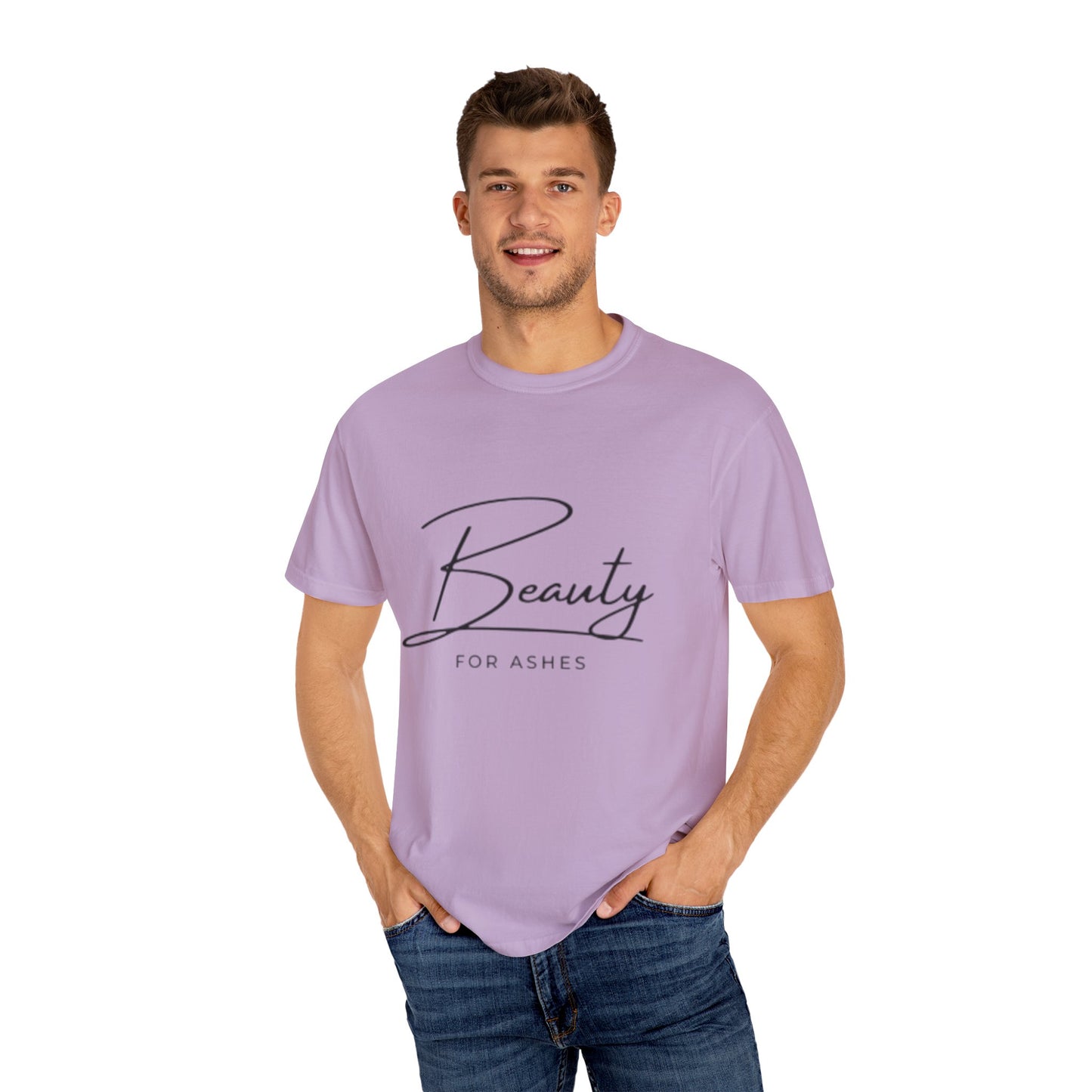 Unisex Garment-Dyed T-Shirt | Beauty for Ashes Inspirational Tee | Uplifting Message for Comfort and Hope