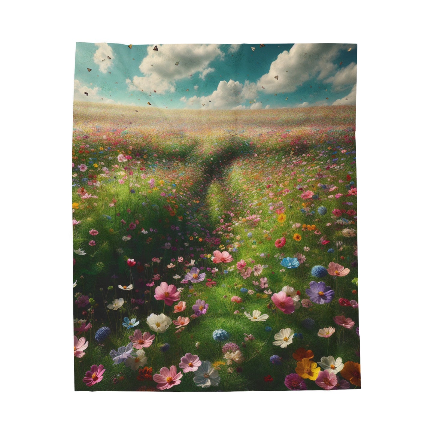 Floral Fields Velveteen Plush Blanket - Cozy Home Decor for Nature Lovers