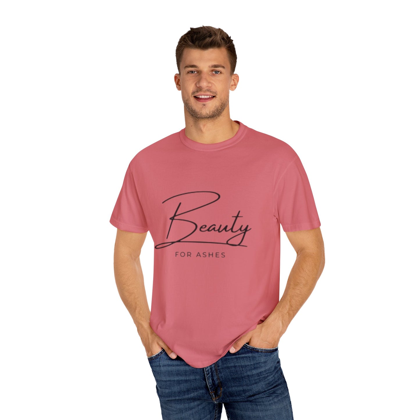 Unisex Garment-Dyed T-Shirt | Beauty for Ashes Inspirational Tee | Uplifting Message for Comfort and Hope