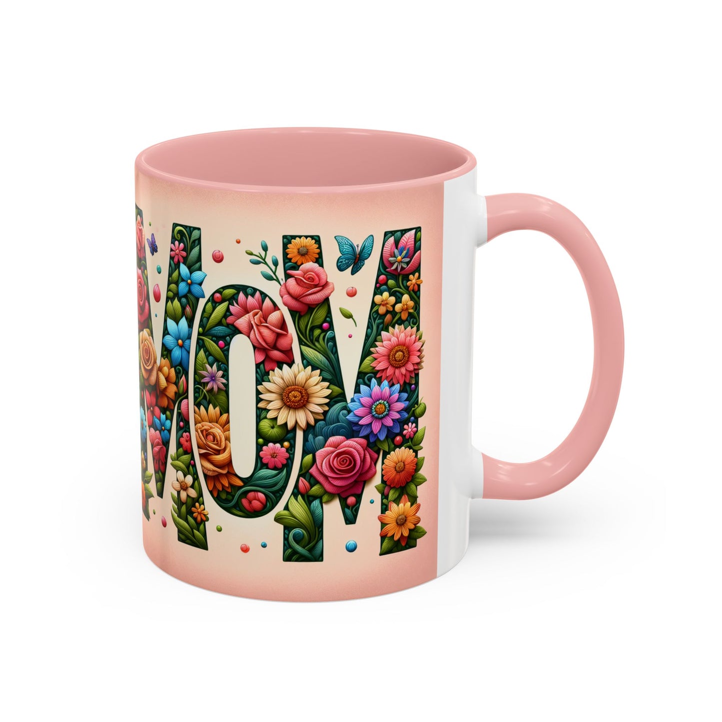 Floral Mom Coffee Mug - Vibrant Pink Accent Cup for Mother's Day & Everyday Use