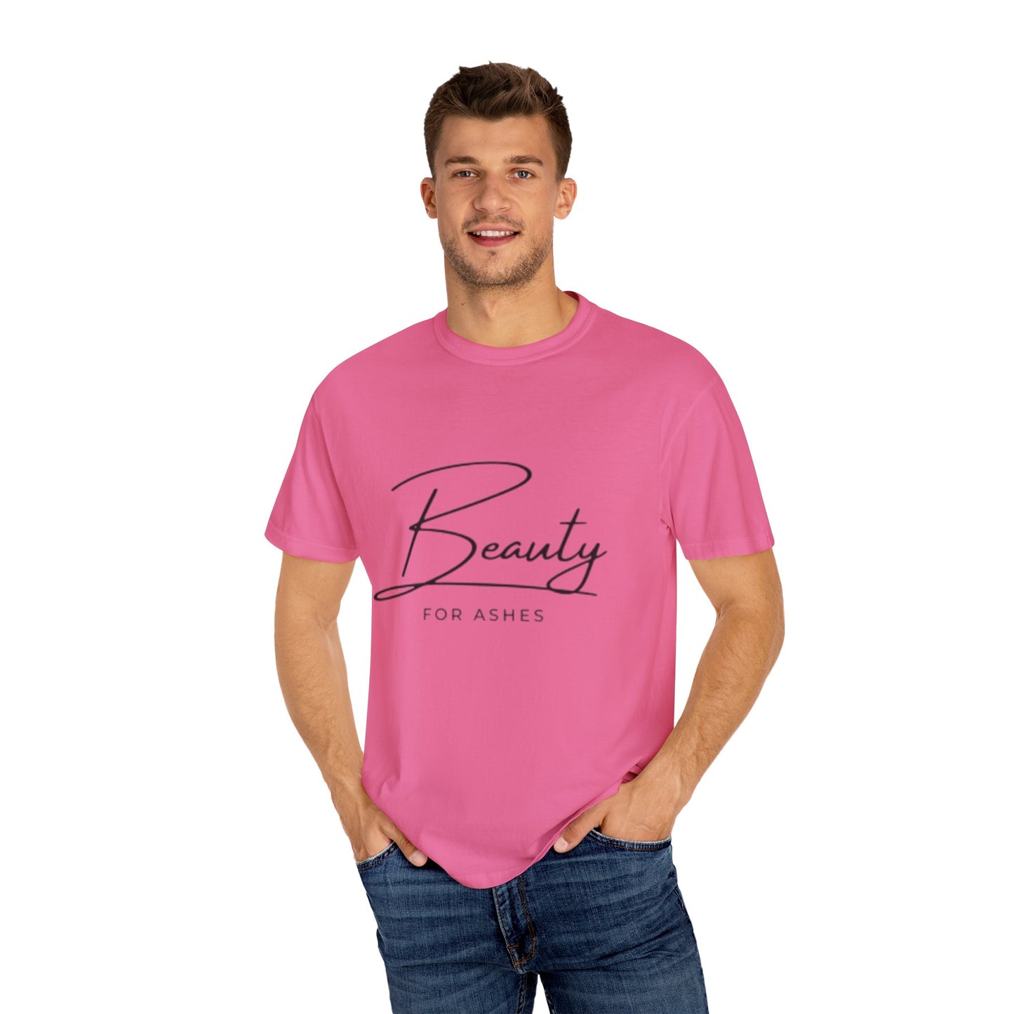 Unisex Garment-Dyed T-Shirt | Beauty for Ashes Inspirational Tee | Uplifting Message for Comfort and Hope
