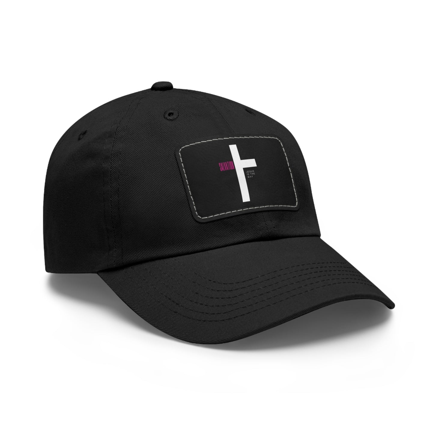 Faith-Inspired Dad Hat with Leather Patch | Stylish Black Cap for Everyday Wear