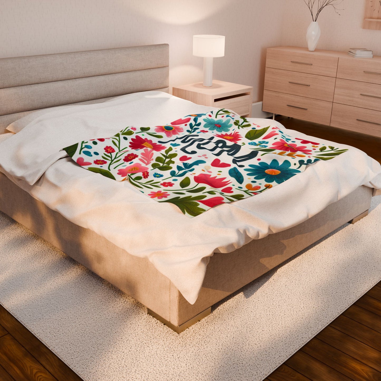 Colorful Floral Mom Blanket - Warm Velveteen Plush Throw for Mother's Day