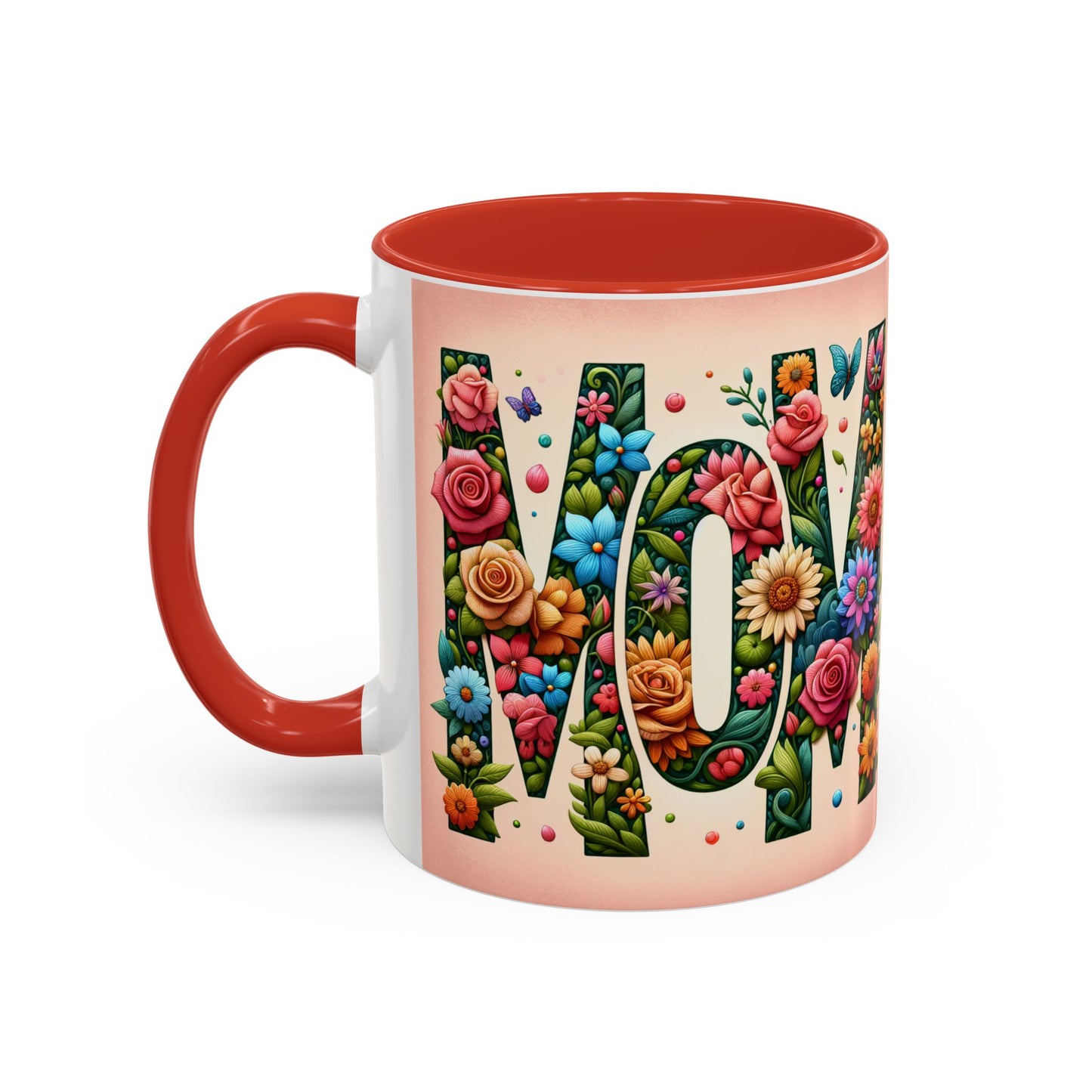 Floral Mom Coffee Mug - Vibrant Pink Accent Cup for Mother's Day & Everyday Use