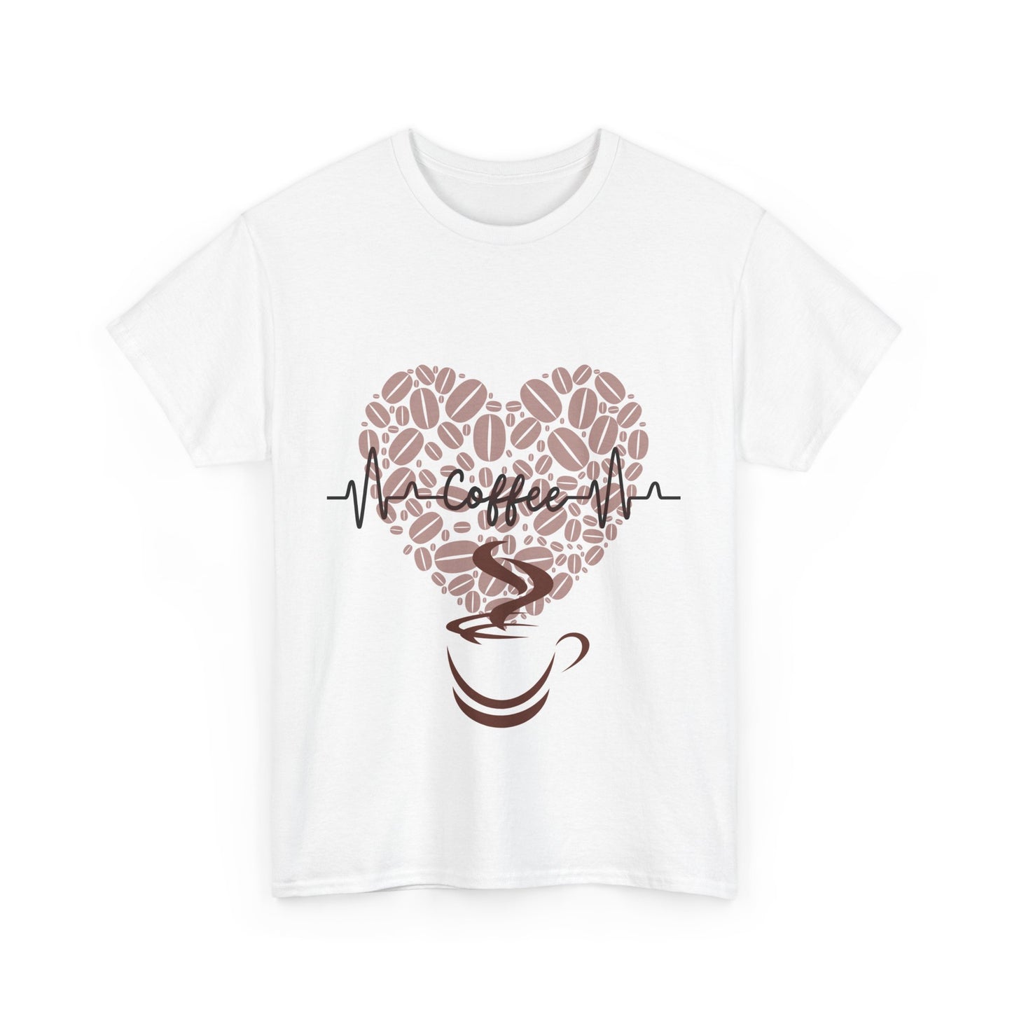 Coffee Heartbeat Unisex Heavy Cotton Tee - Perfect for Coffee Lovers
