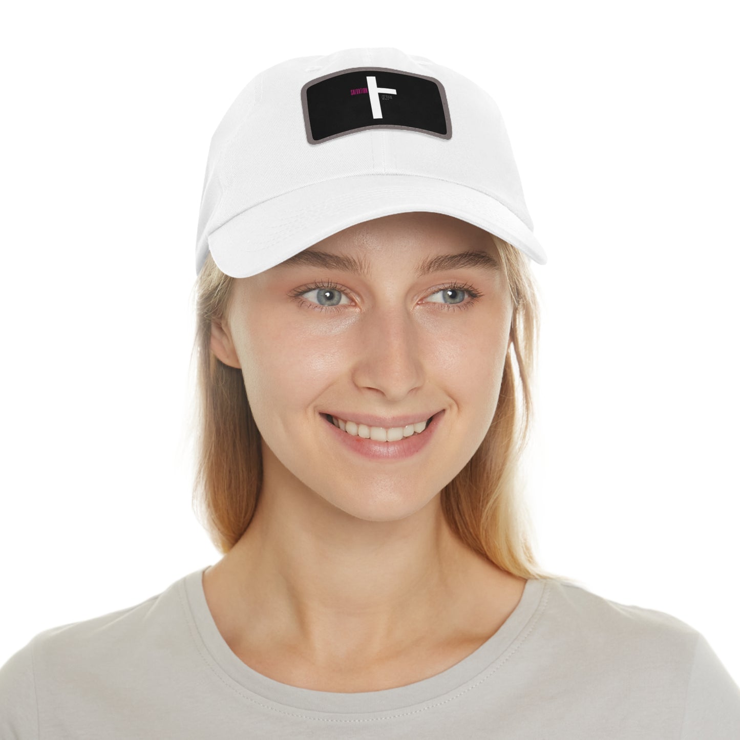 Faith-Inspired Dad Hat with Leather Patch | Stylish Black Cap for Everyday Wear