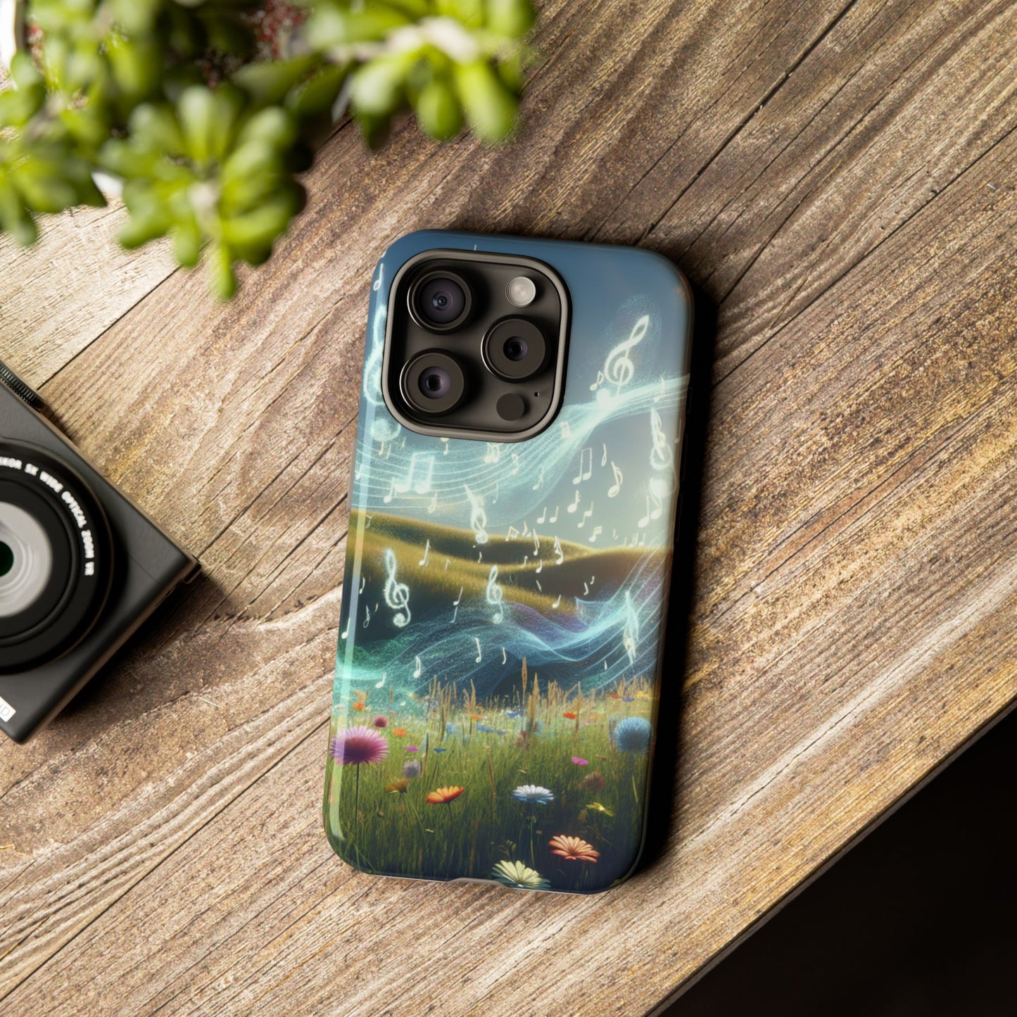 Musical Notes Phone Case - Nature-Inspired Tough Case for Music Lovers