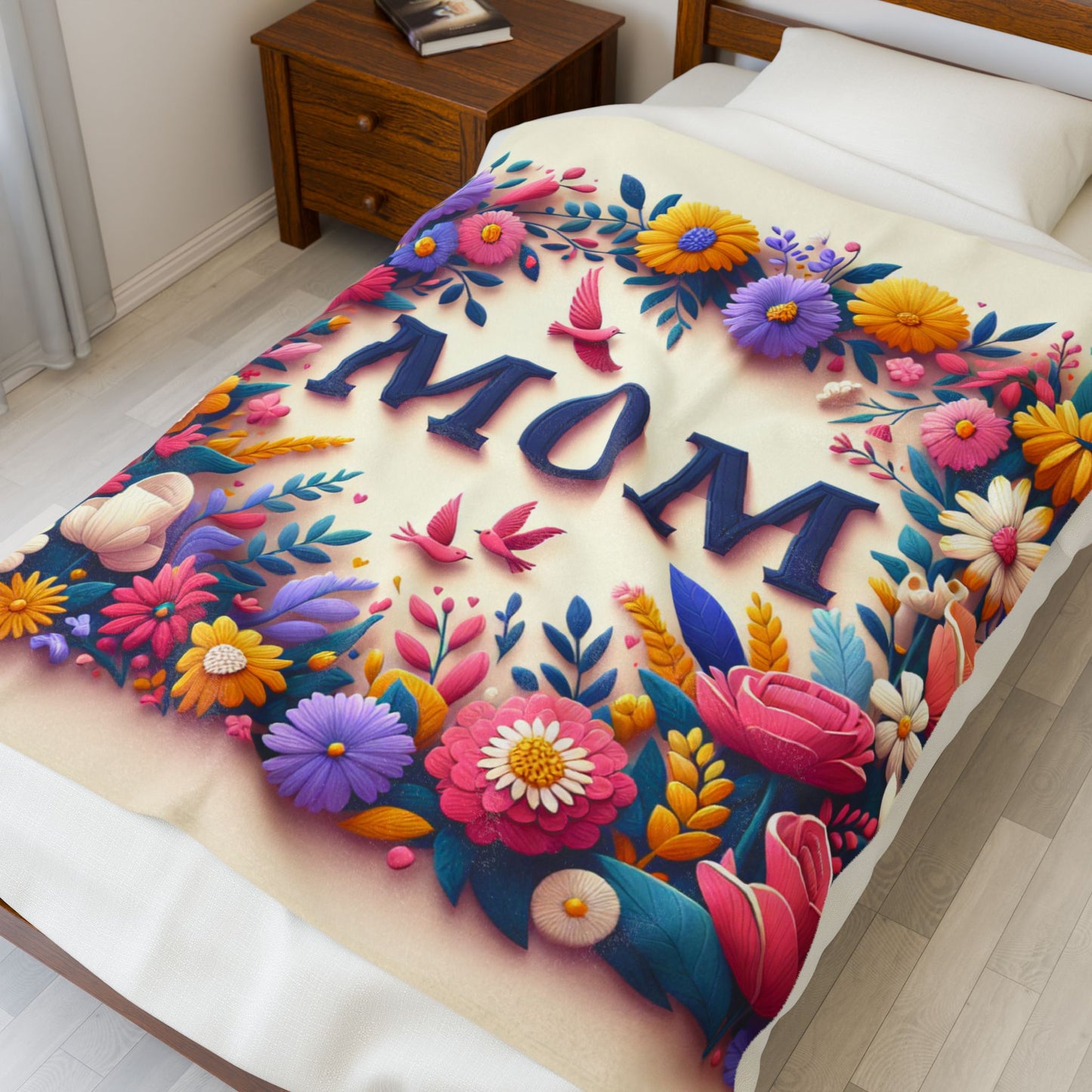 Floral Plush Blanket for Mom - Cozy Gift for Mother's Day
