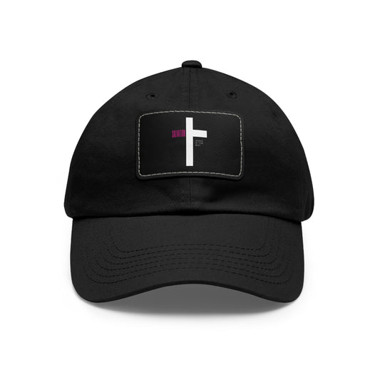 Faith-Inspired Dad Hat with Leather Patch | Stylish Black Cap for Everyday Wear
