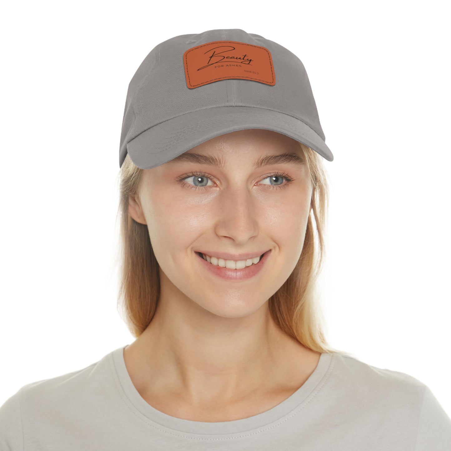 Stylish Dad Hat with Leather Patch - 'Beauty for Ashes'