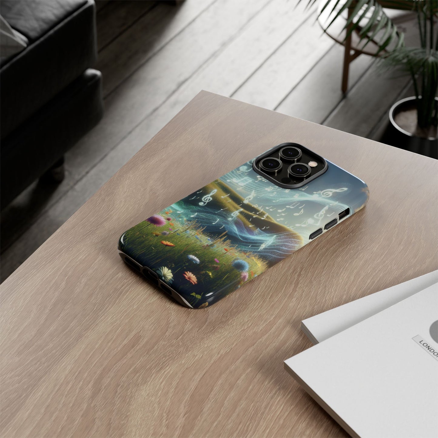 Musical Notes Phone Case - Nature-Inspired Tough Case for Music Lovers