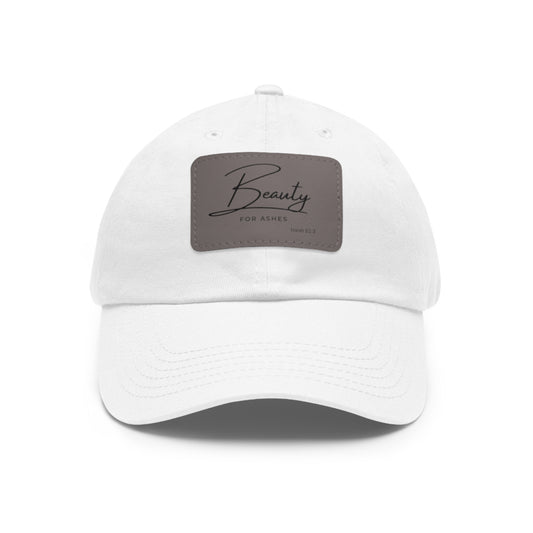 Stylish Dad Hat with Leather Patch - 'Beauty for Ashes'
