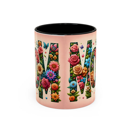 Floral Mom Coffee Mug - Vibrant Pink Accent Cup for Mother's Day & Everyday Use