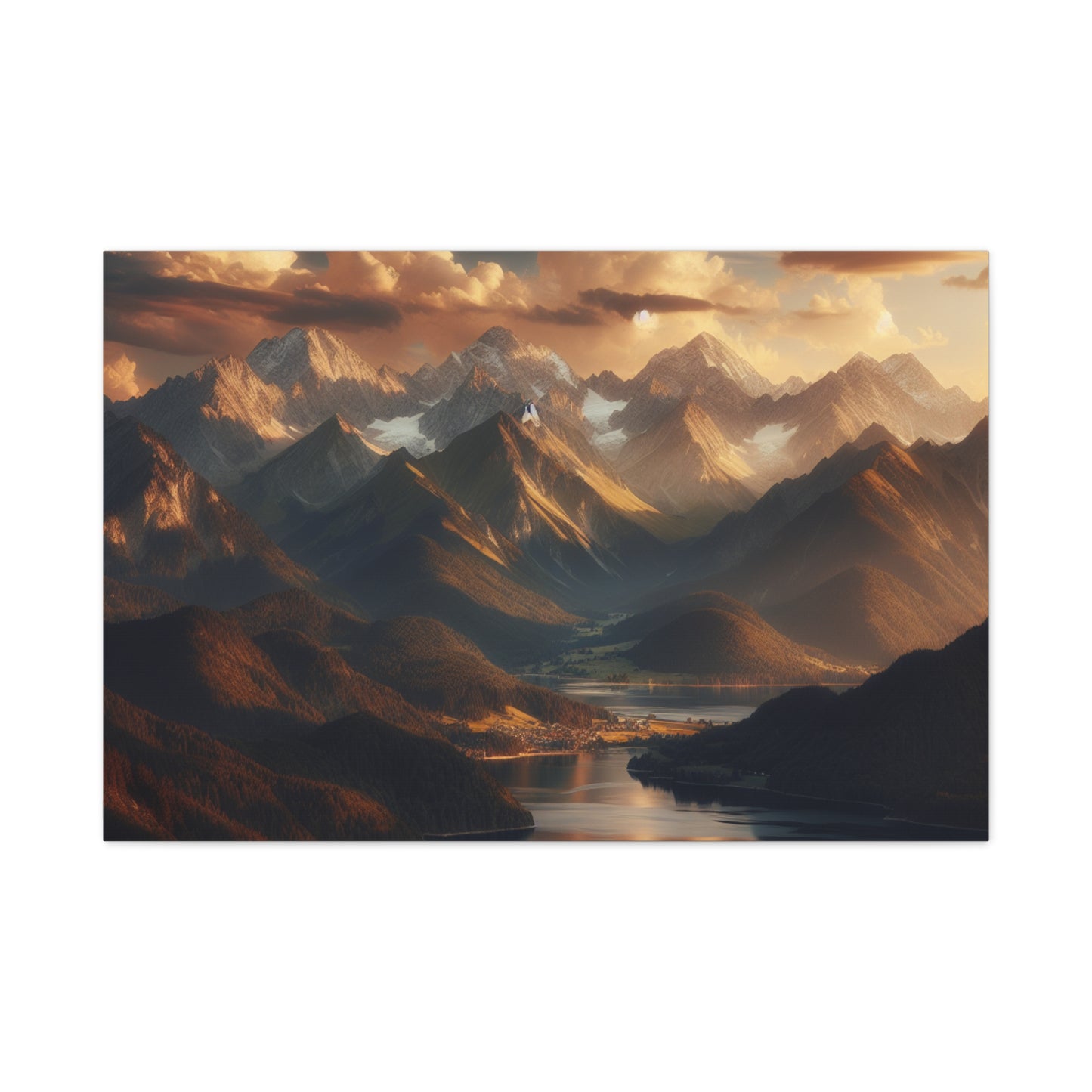 Serene Mountain Landscape Canvas Print - Stretched Artwork for Home Decor