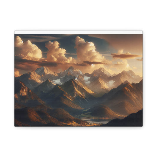 Mountain Landscape Stretched Canvas Print - Nature Wall Art Decor