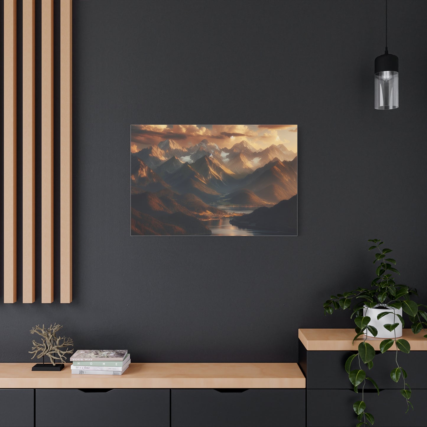Serene Mountain Landscape Canvas Print - Stretched Artwork for Home Decor