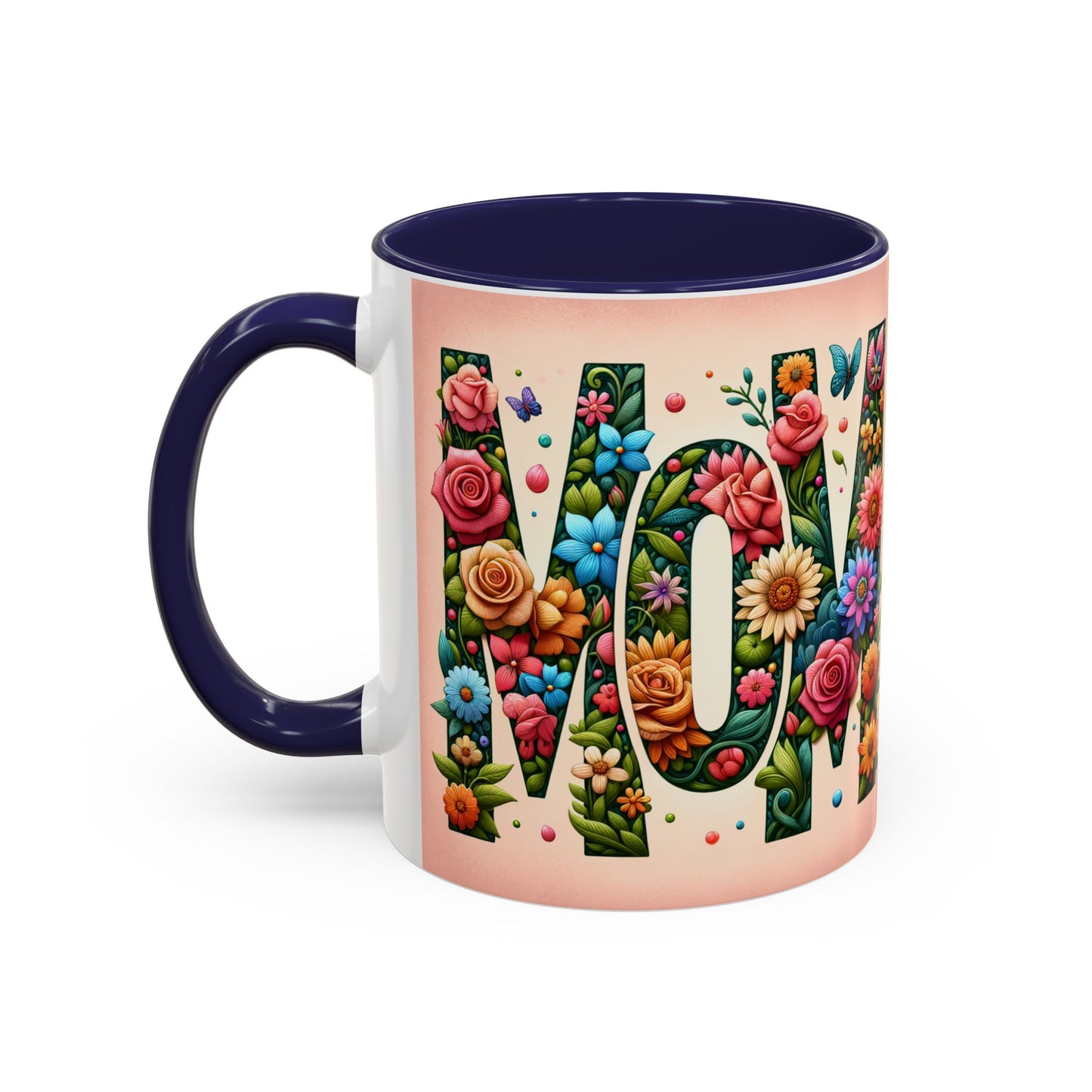 Floral Mom Coffee Mug - Vibrant Pink Accent Cup for Mother's Day & Everyday Use