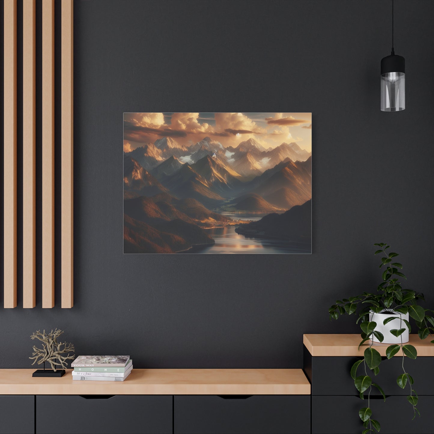 Serene Mountain Landscape Canvas Print - Stretched Artwork for Home Decor