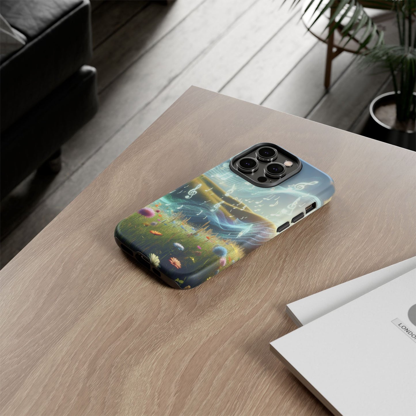 Musical Notes Phone Case - Nature-Inspired Tough Case for Music Lovers