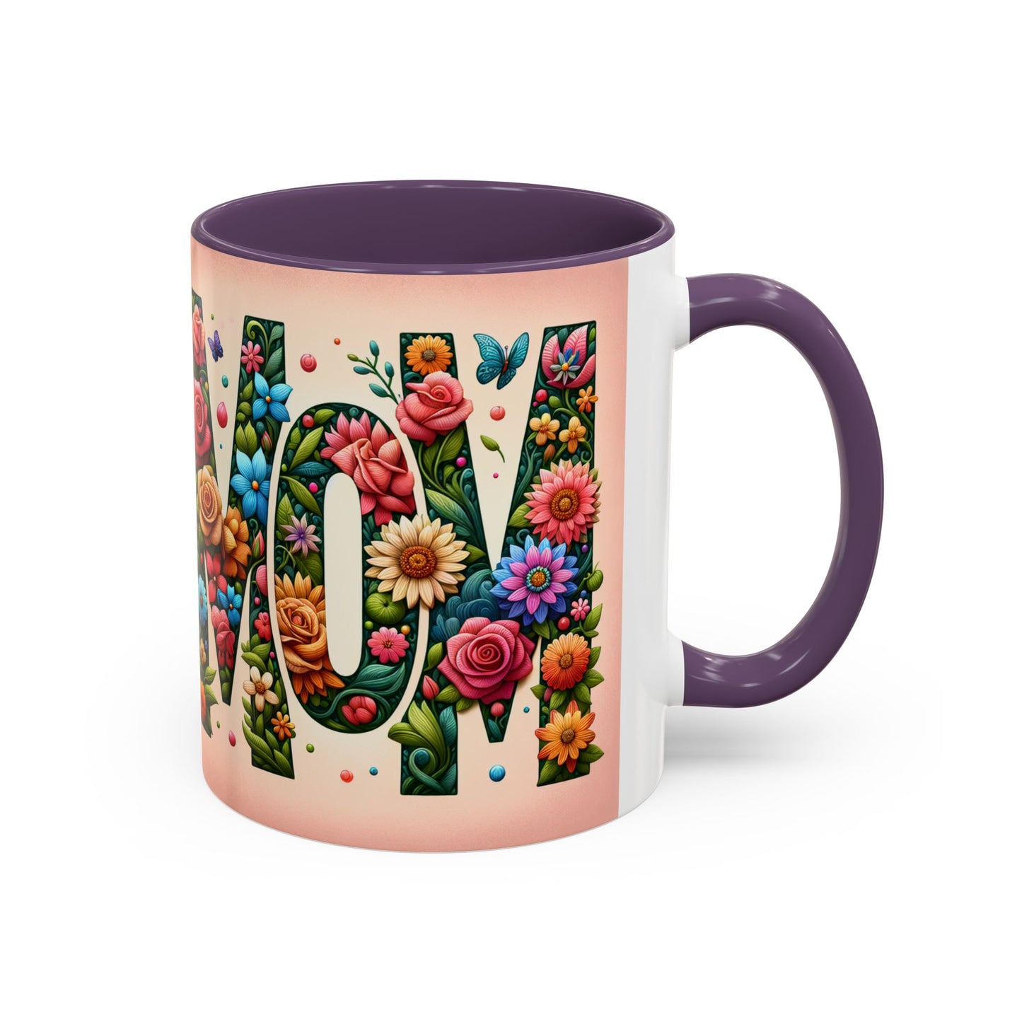 Floral Mom Coffee Mug - Vibrant Pink Accent Cup for Mother's Day & Everyday Use