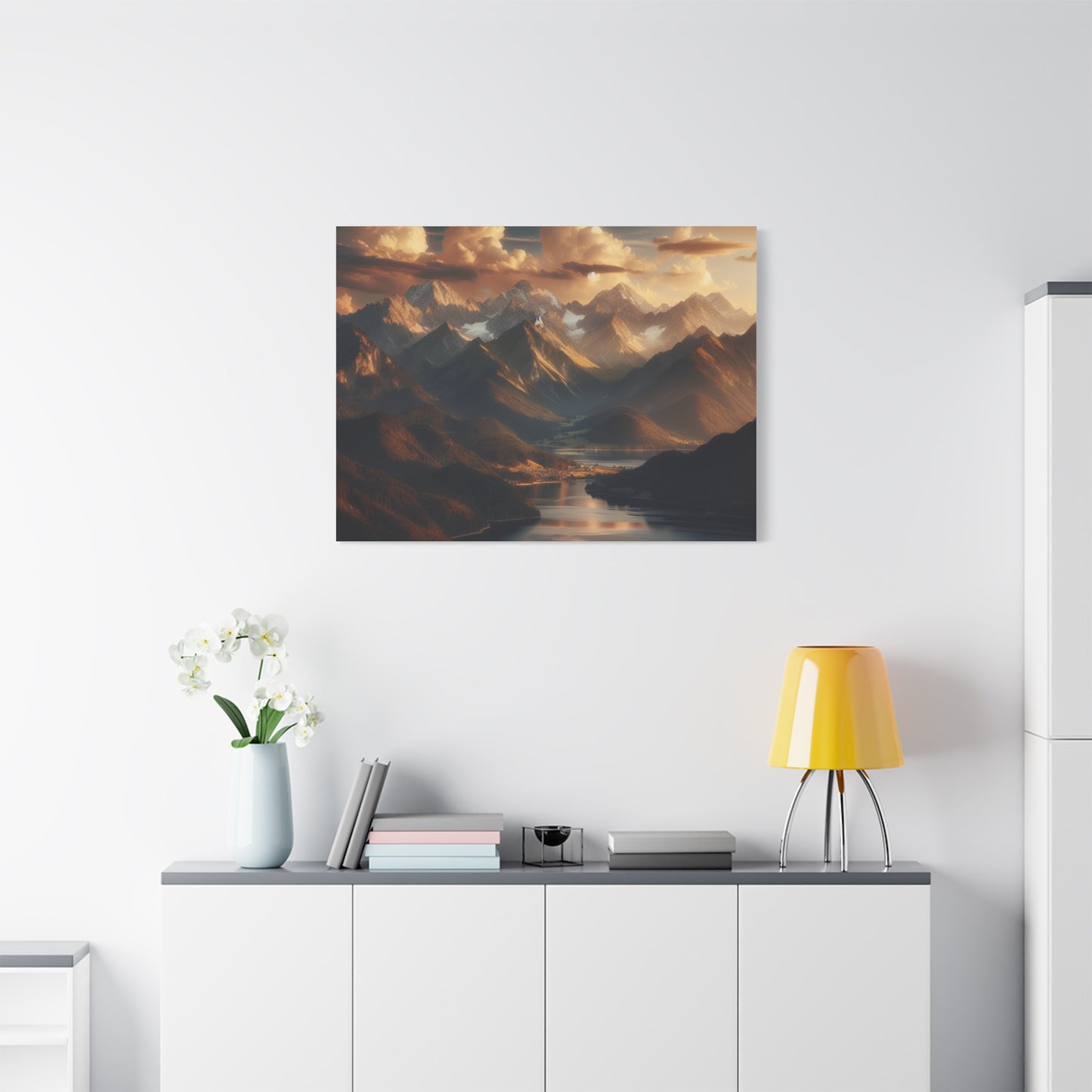 Serene Mountain Landscape Canvas Print - Stretched Artwork for Home Decor