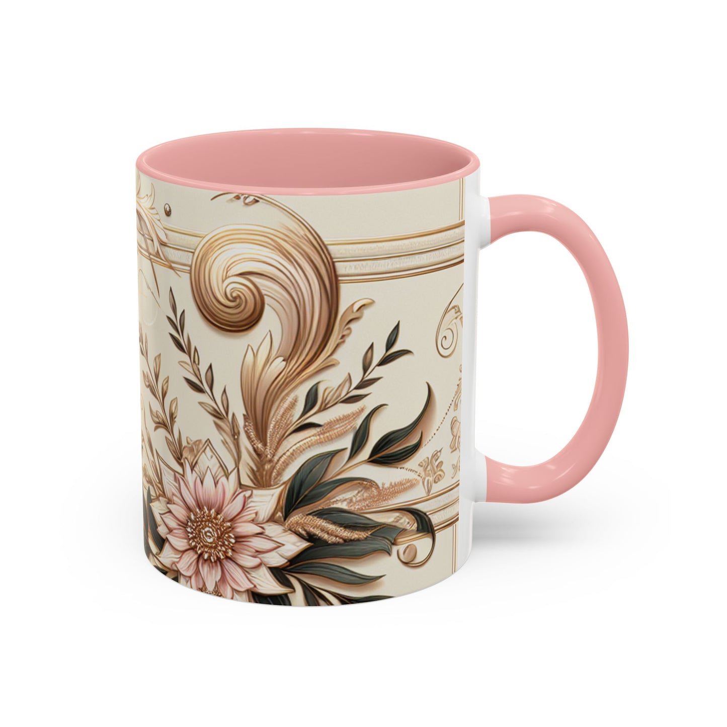 Elegant Floral Accent Coffee Mug - 11 & 15oz - Perfect for Home & Gifts