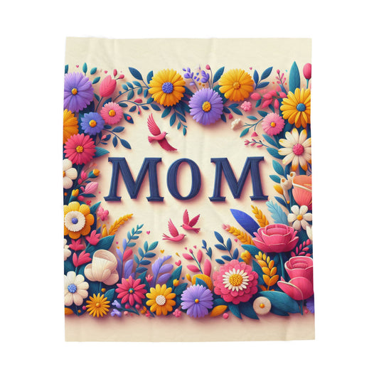 Floral Plush Blanket for Mom - Cozy Gift for Mother's Day