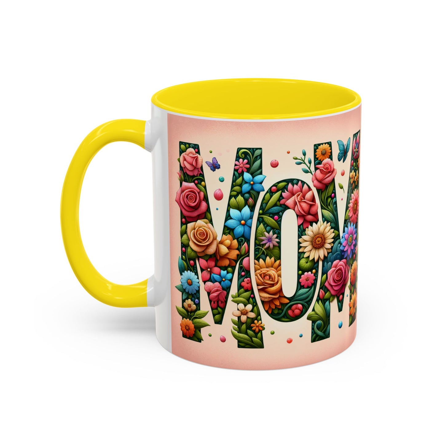 Floral Mom Coffee Mug - Vibrant Pink Accent Cup for Mother's Day & Everyday Use
