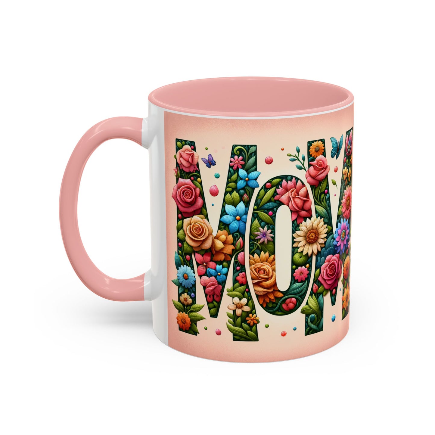 Floral Mom Coffee Mug - Vibrant Pink Accent Cup for Mother's Day & Everyday Use