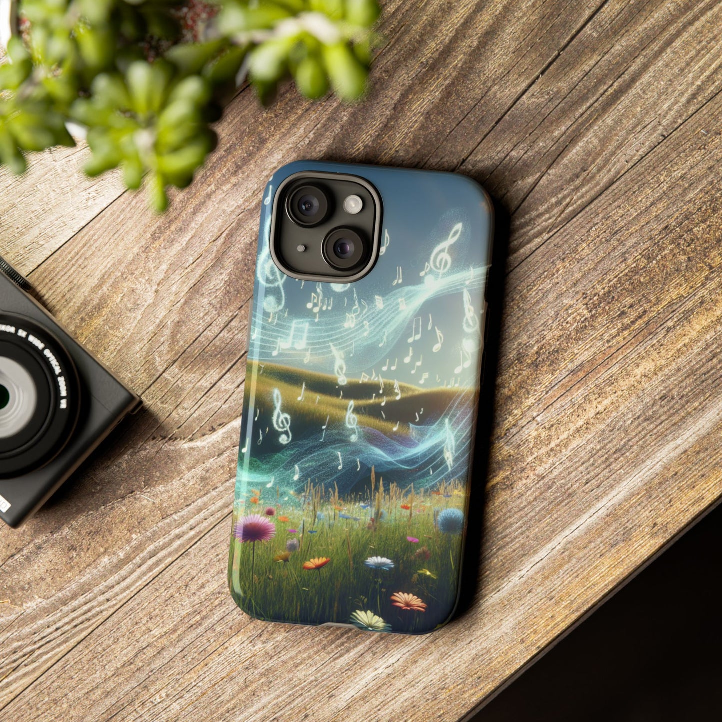 Musical Notes Phone Case - Nature-Inspired Tough Case for Music Lovers