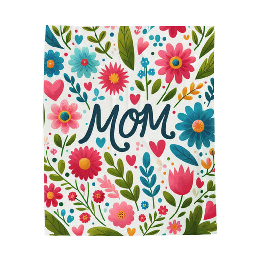 Colorful Floral Mom Blanket - Warm Velveteen Plush Throw for Mother's Day