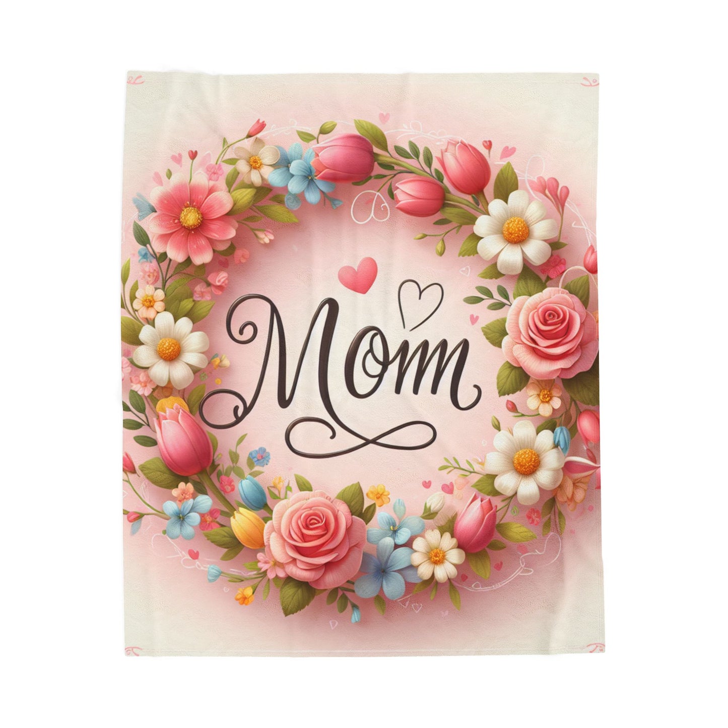Floral 'Mom' Velveteen Plush Blanket for Cozy Comfort