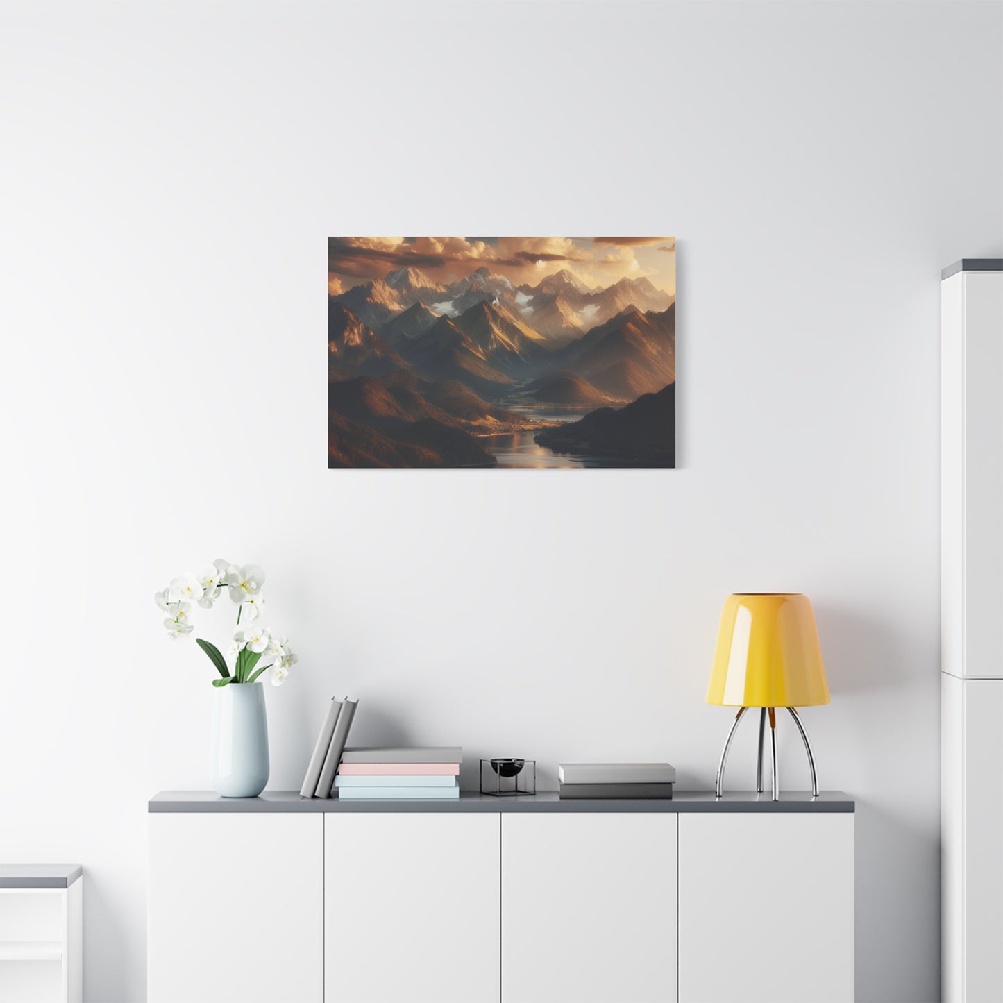 Serene Mountain Landscape Canvas Print - Stretched Artwork for Home Decor