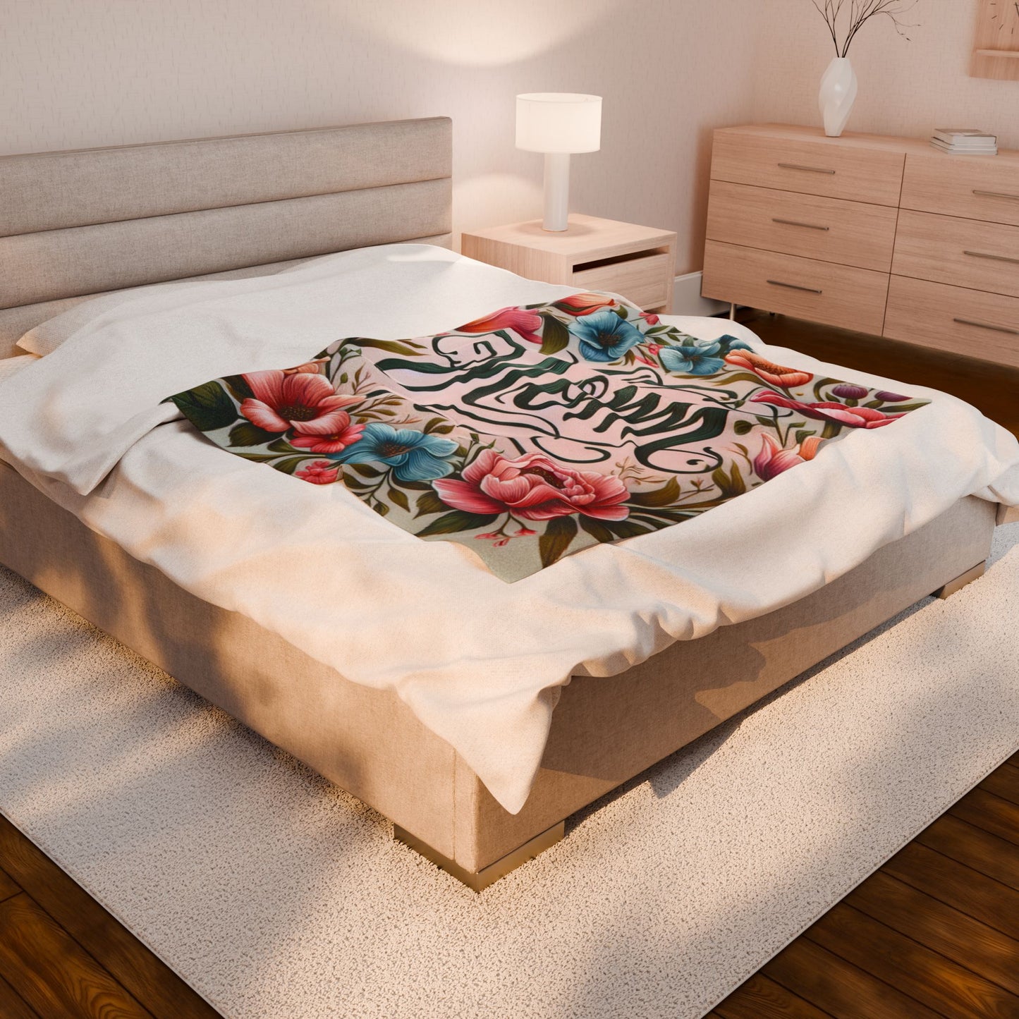 Floral Mom Velveteen Plush Blanket - Cozy Gift for Mother's Day or Birthdays