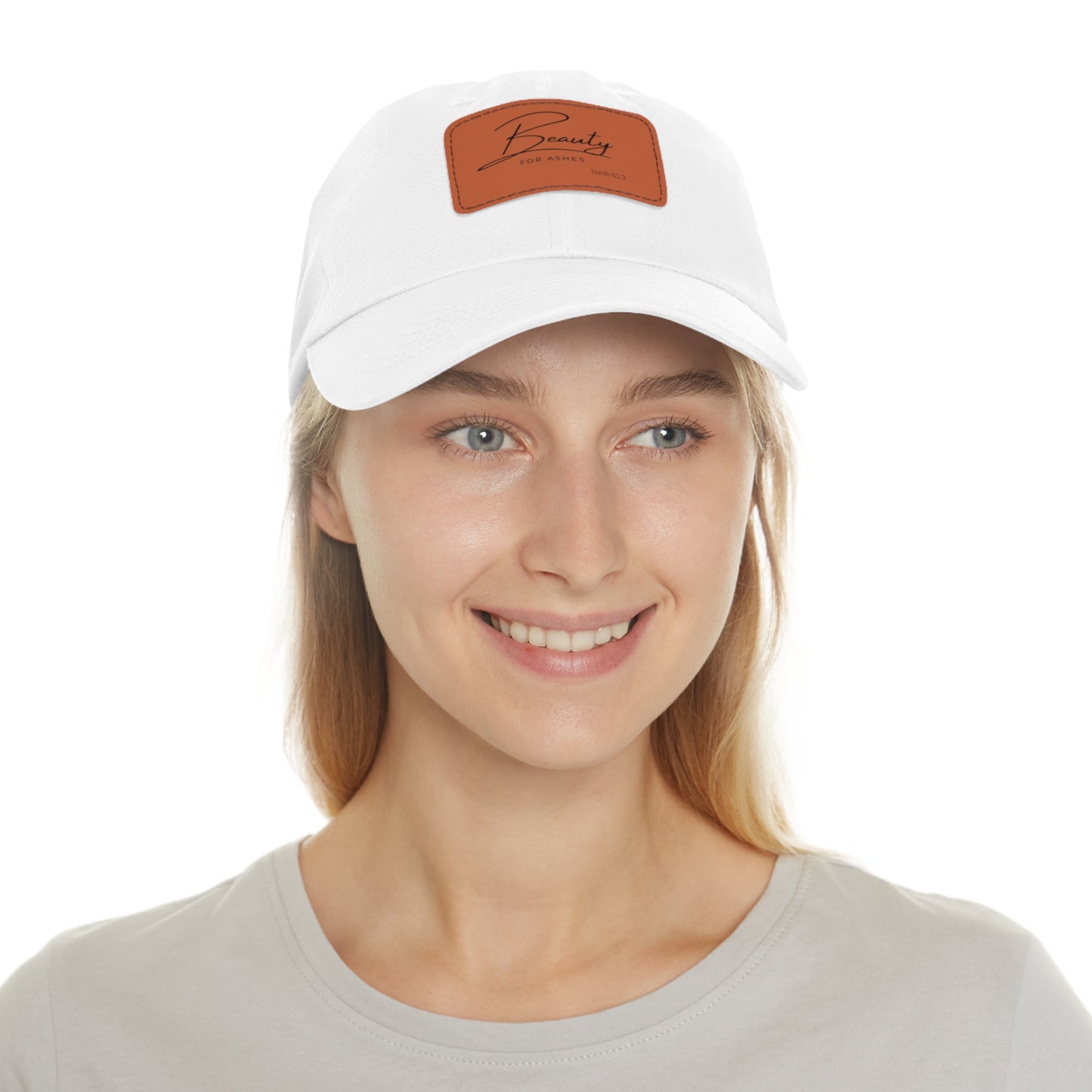 Stylish Dad Hat with Leather Patch - 'Beauty for Ashes'