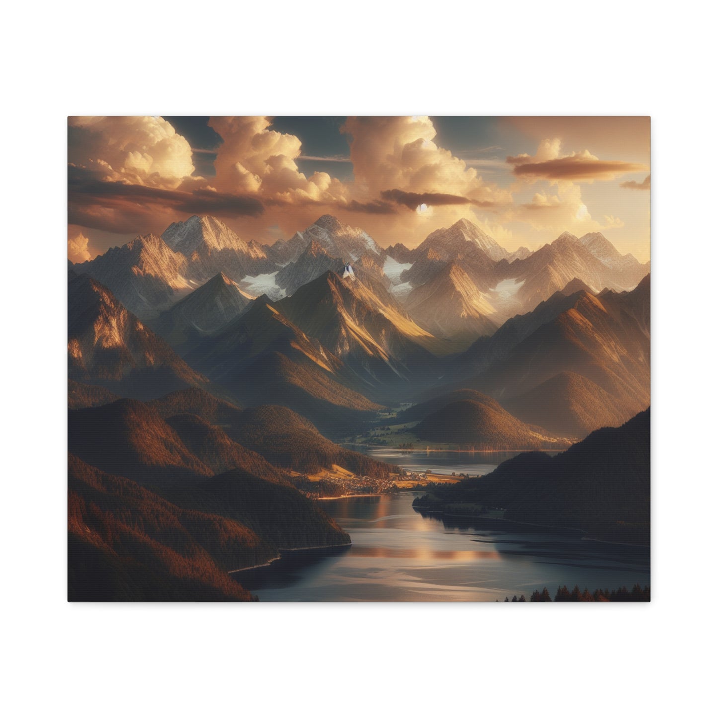 Serene Mountain Landscape Canvas Print - Stretched Artwork for Home Decor