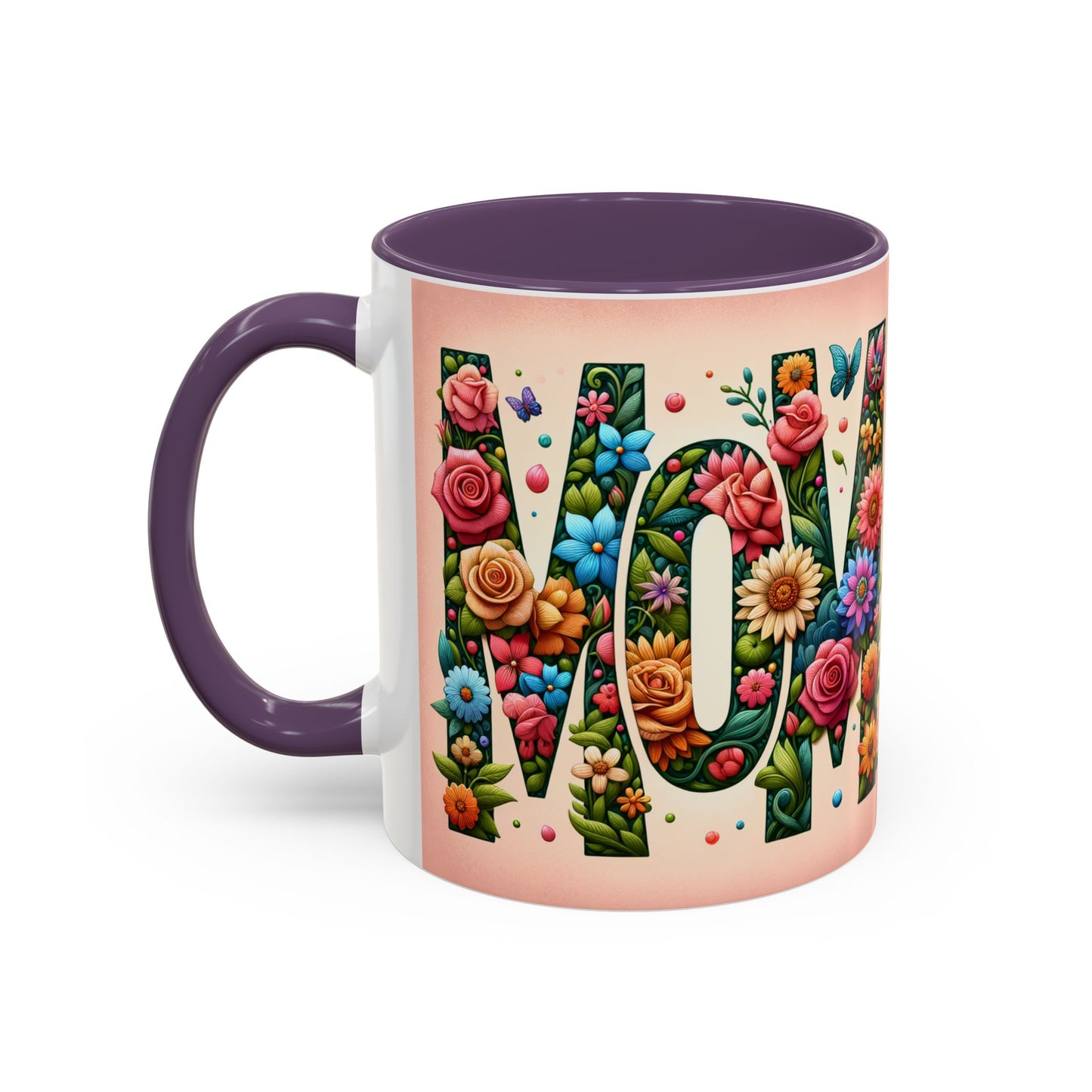 Floral Mom Coffee Mug - Vibrant Pink Accent Cup for Mother's Day & Everyday Use