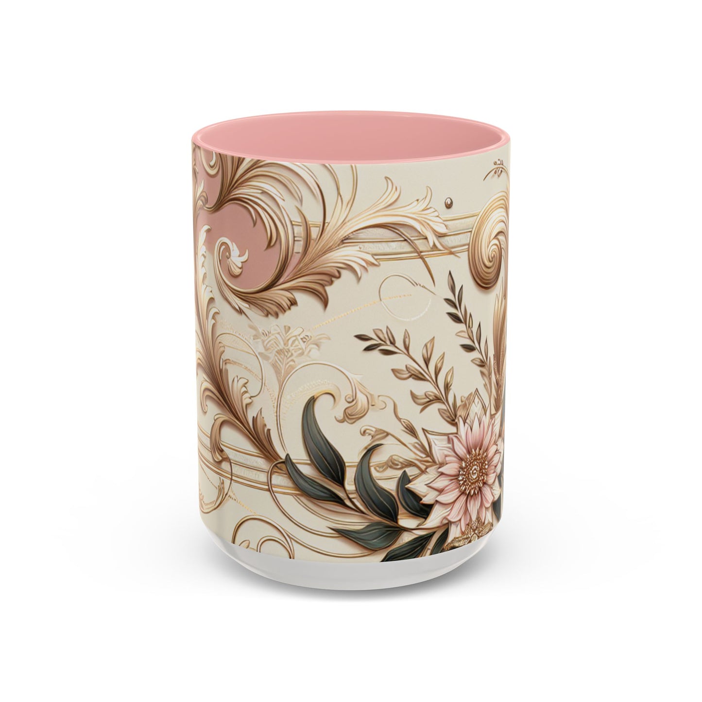 Elegant Floral Accent Coffee Mug - 11 & 15oz - Perfect for Home & Gifts