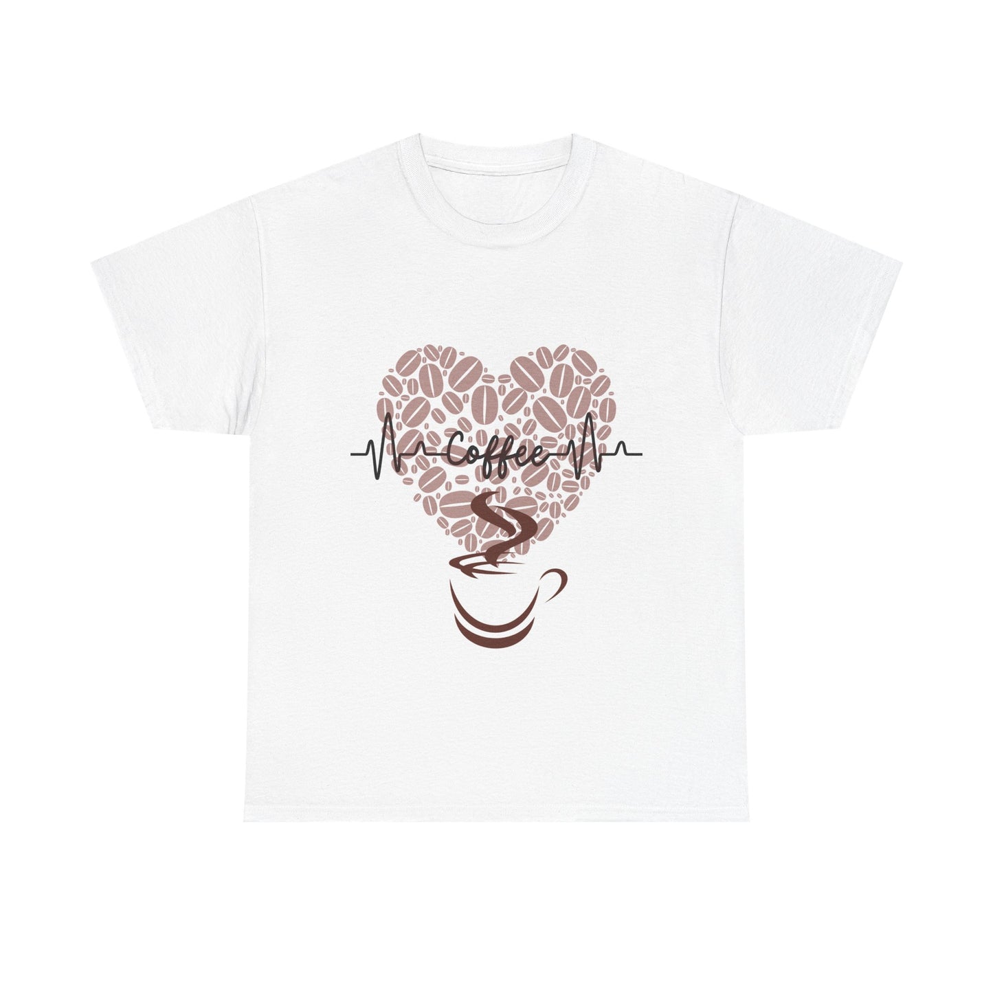 Coffee Heartbeat Unisex Heavy Cotton Tee - Perfect for Coffee Lovers