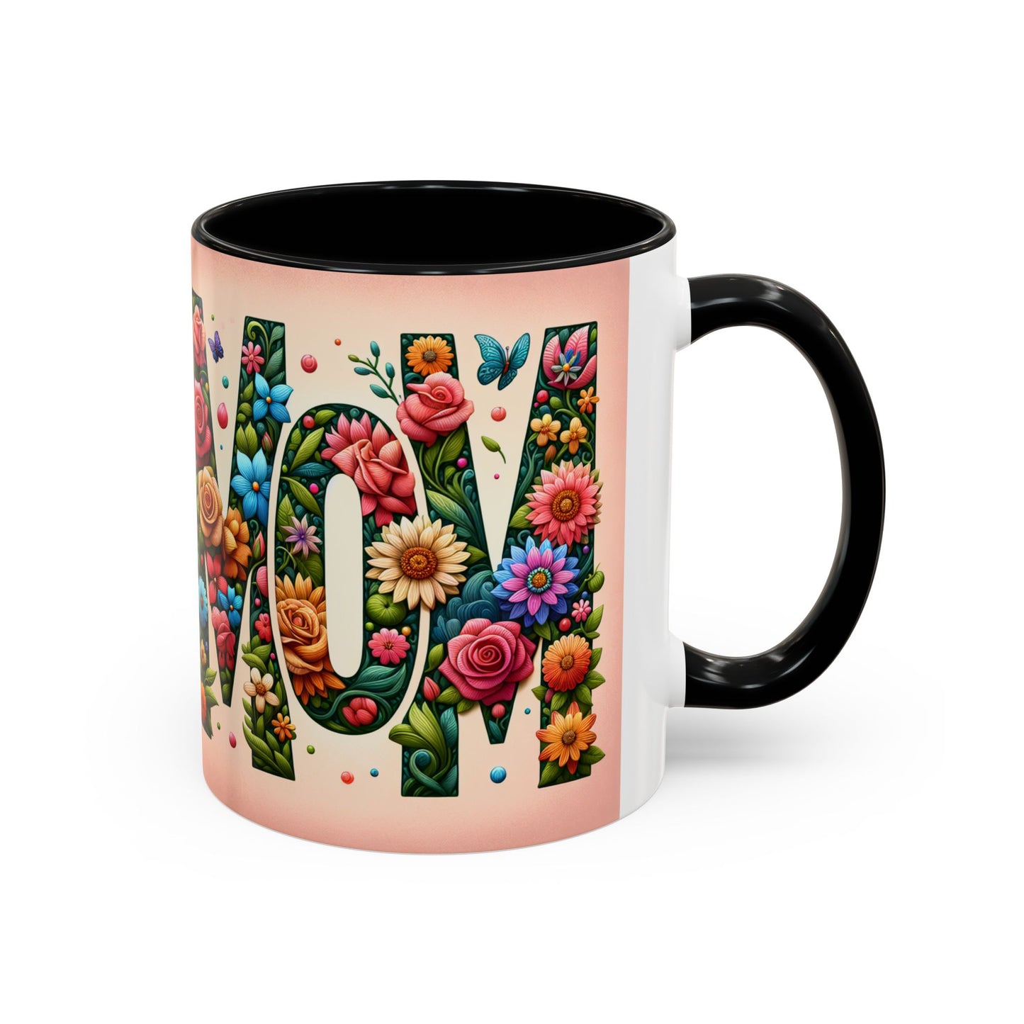 Floral Mom Coffee Mug - Vibrant Pink Accent Cup for Mother's Day & Everyday Use