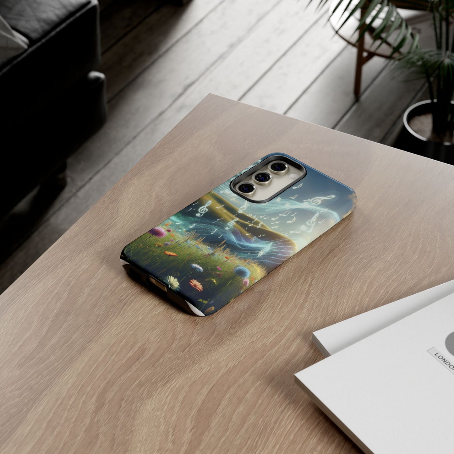 Musical Notes Phone Case - Nature-Inspired Tough Case for Music Lovers