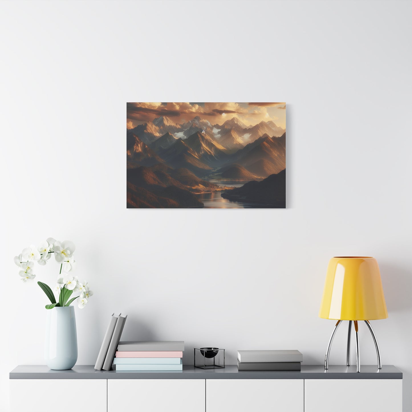 Serene Mountain Landscape Canvas Print - Stretched Artwork for Home Decor